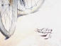 Preview: Happel, Carl. Aquarell Gouache.  Elégantes à bicyclettes -  (Elegante Dame mit Fahrrad) (01820)