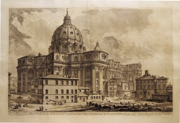 Piranesi, Giovanni Battista. Veduta dell'Esterno della Gran Basilica di S. Pietro in Vaticano. (00714)