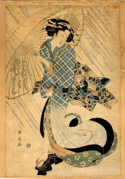 Shunsho, Katsukawa. Frau im Regen. (00734)