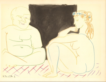 Picasso, Pablo. Atelierszene mit zwei Modellen. (00839)