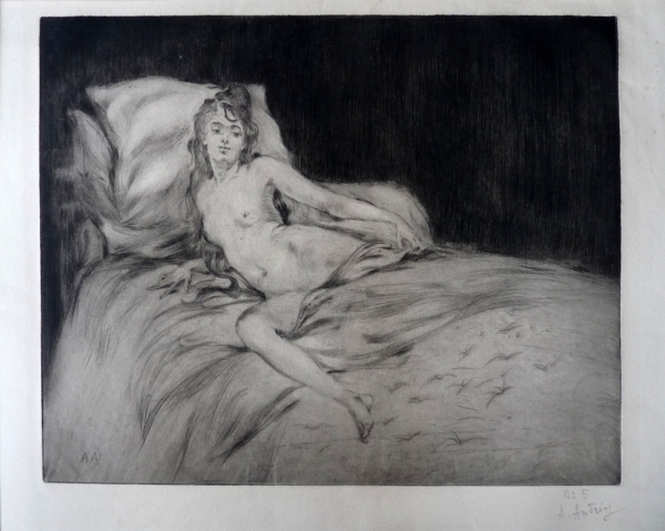 Andréy, A. Weiblicher Akt im Bett. (Art. Nr. 00171)