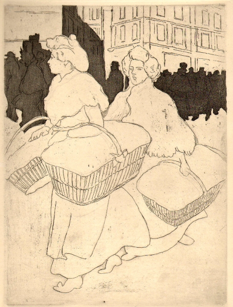 Steinlen, Théophile-Alexandre. Blanchisseuses rapportant l'ouvrage. (00861)