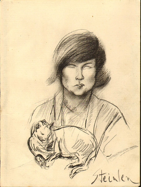 Steinlen, Théophile-Alexandre. Frau mit Katze. (01119)