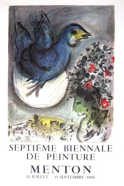 Chagall, Marc. Ausstellungsplakat. Septième Biennale de Peinture Menton. 1968. (01468)