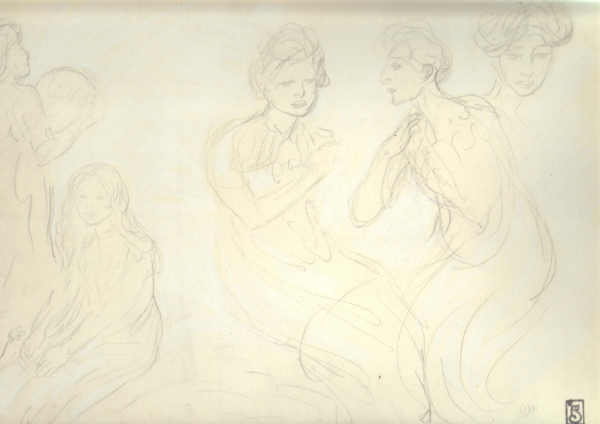 Steinlen, Théophile-Alexandre. Frauen- und Mädchenstudie. (00178)